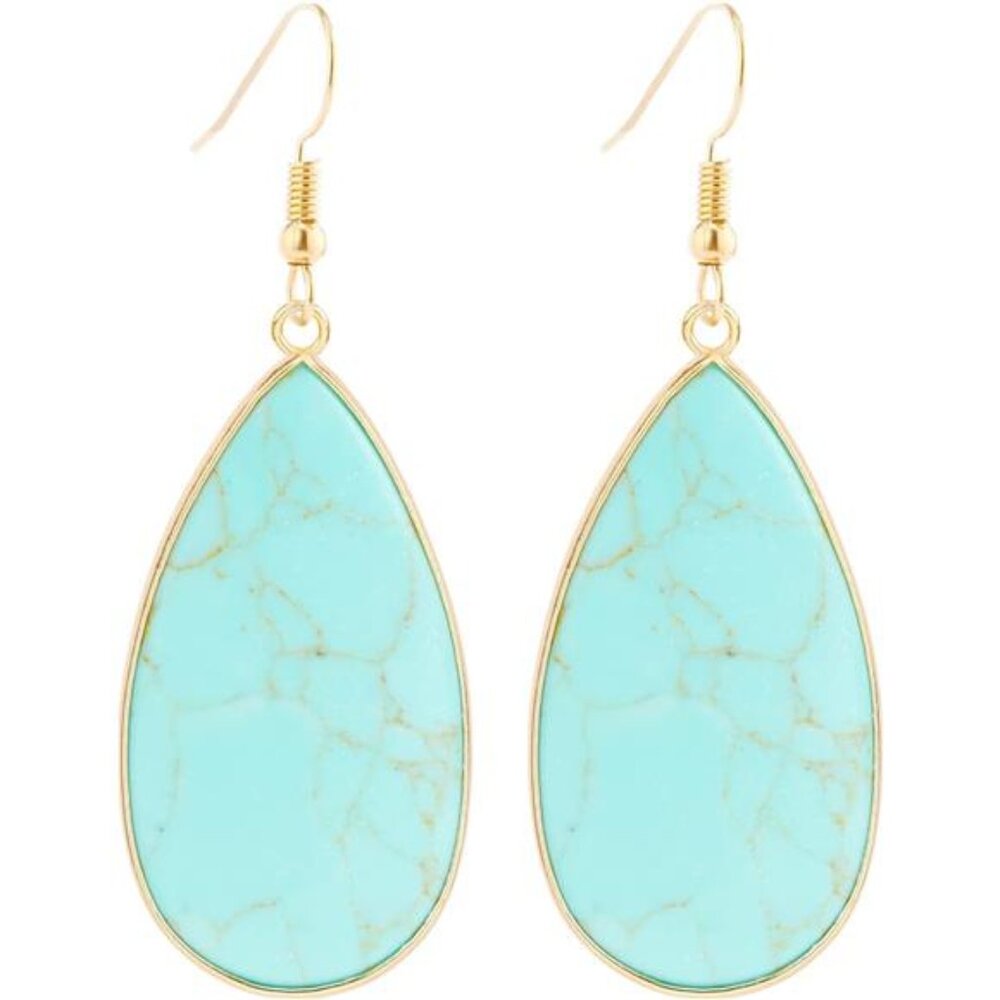 Natural Crystal Healing Stone Earrings Statement Teardrop Dangle Earrings